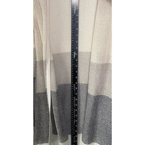 Market & Spruce Linen Blend Open Front Color Block Striped Cardigan Duster Top-M - Picture 9 of 10